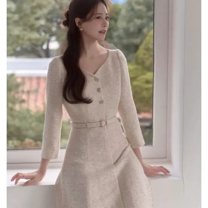 [BUNJANG] Roar Tweed Heart Long Dress / 로아르 트위드 하트 원피스