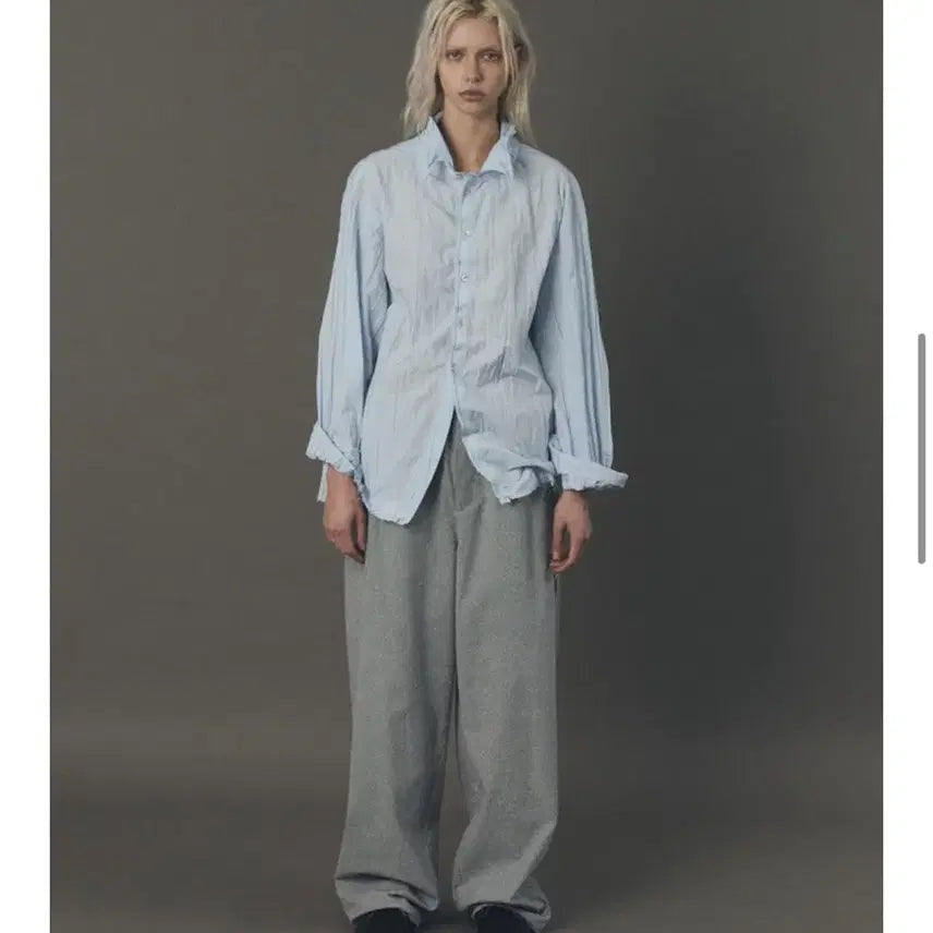 [BUNJANG] yiyae Crinkled Cut Off Wire Shirt Light Blue / [새상품,L] 26ss yiyae 이예 와이어 셔츠 라이트블루