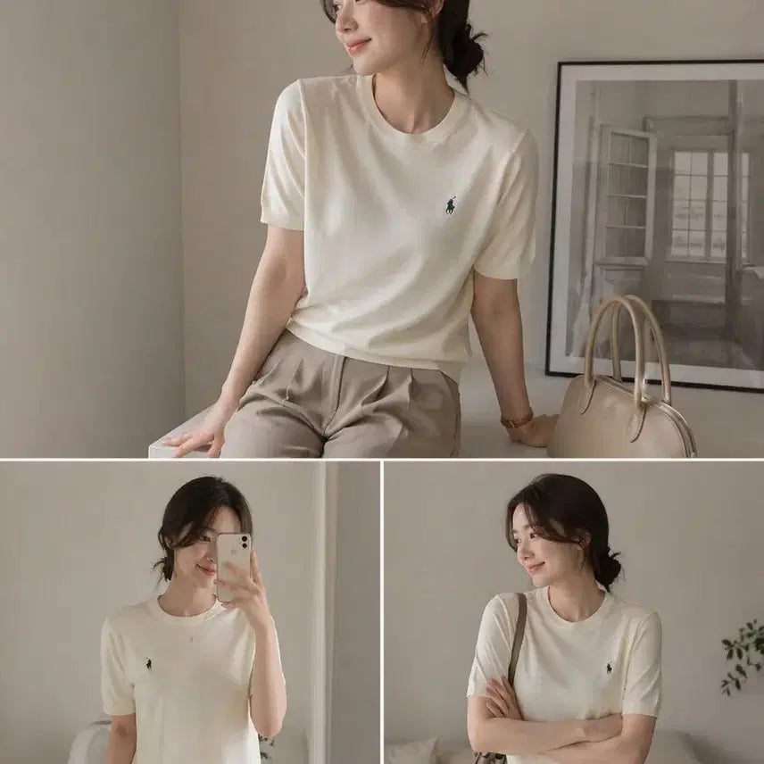 [BUNJANG] Polo Ralph Lauren Pima Cotton Knit T-shirt / 특가. 폴로 랄프로렌 피마코튼  크림/블루/네이비/블랙. s.m
