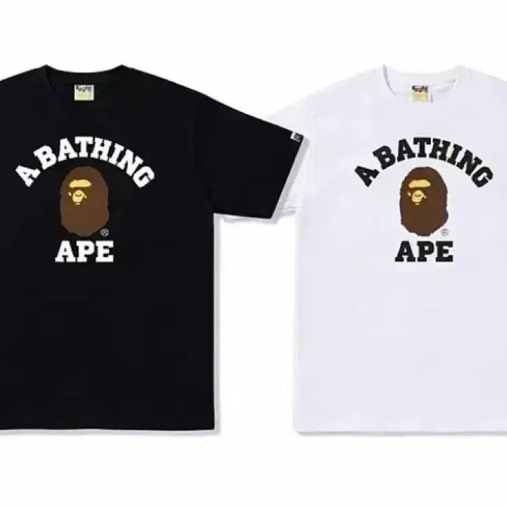 [BUNJANG] BAPE College Short Sleeve T-shirt (Black/White) / 병행정품*베이프 BAE 컬리지 반팔 티셔츠 블랙/화이트 미개봉 새상품
