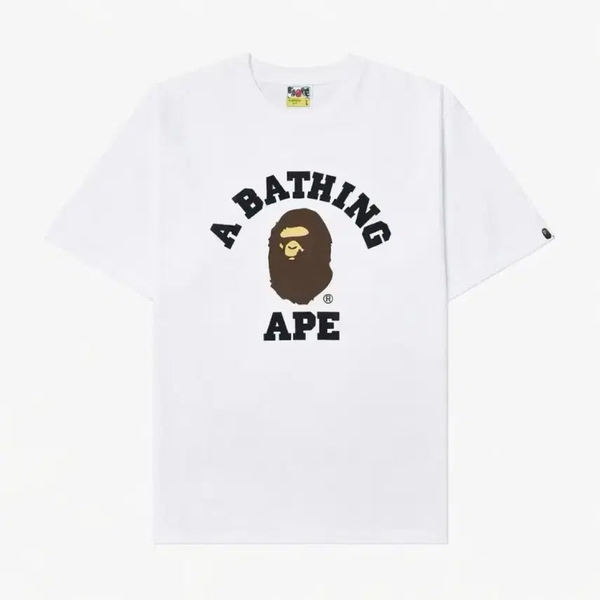 [BUNJANG] BAPE College Short Sleeve T-shirt (Black/White) / 병행정품*베이프 BAE 컬리지 반팔 티셔츠 블랙/화이트 미개봉 새상품