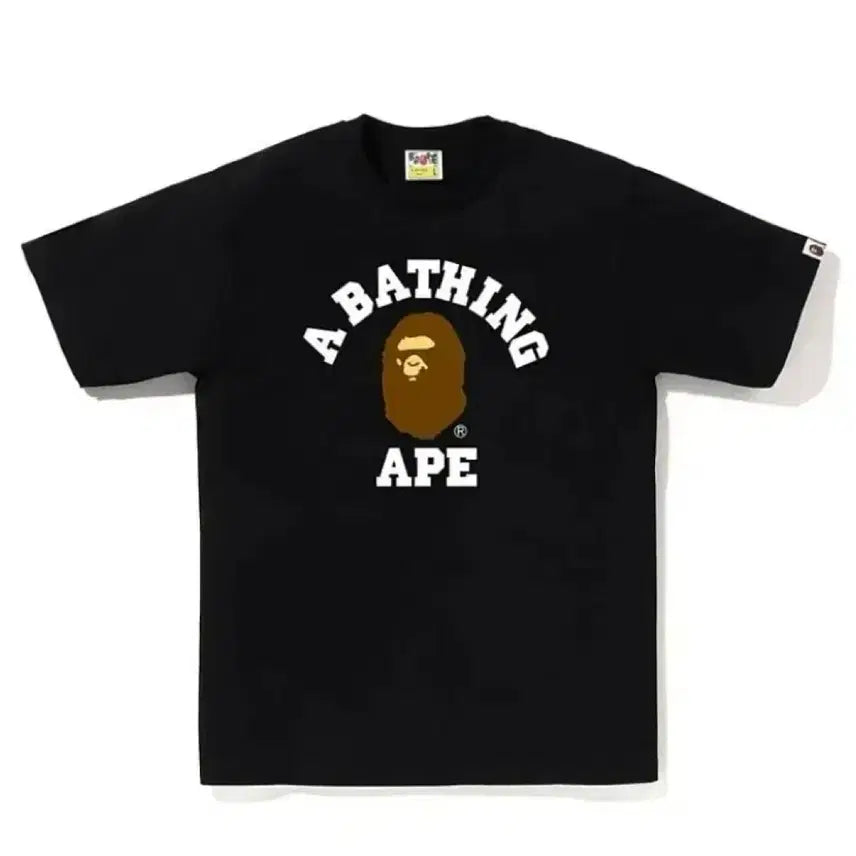 [BUNJANG] BAPE College Short Sleeve T-shirt (Black/White) / 병행정품*베이프 BAE 컬리지 반팔 티셔츠 블랙/화이트 미개봉 새상품