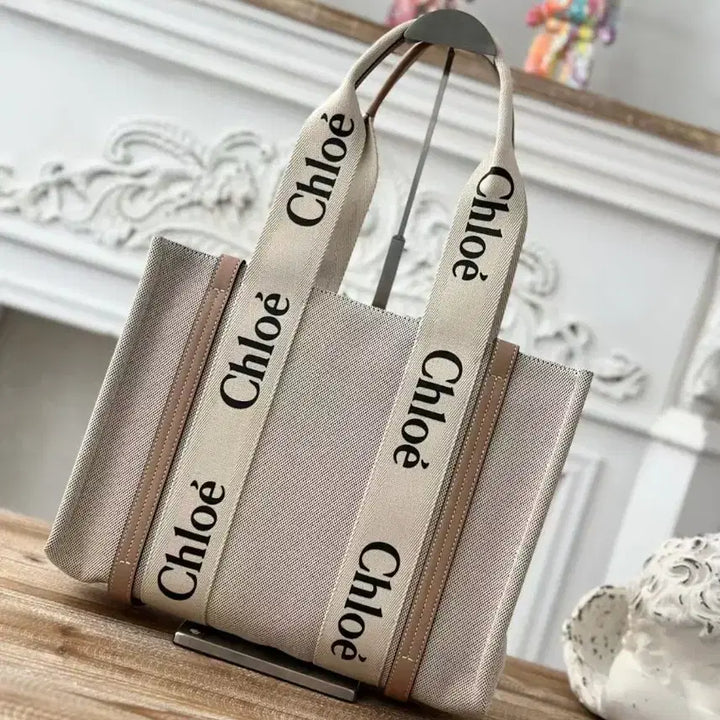 [BUNJANG] Chloé Woody Tote Bag Small Beige / 끌로에 우디 토트백 스몰 베이지
