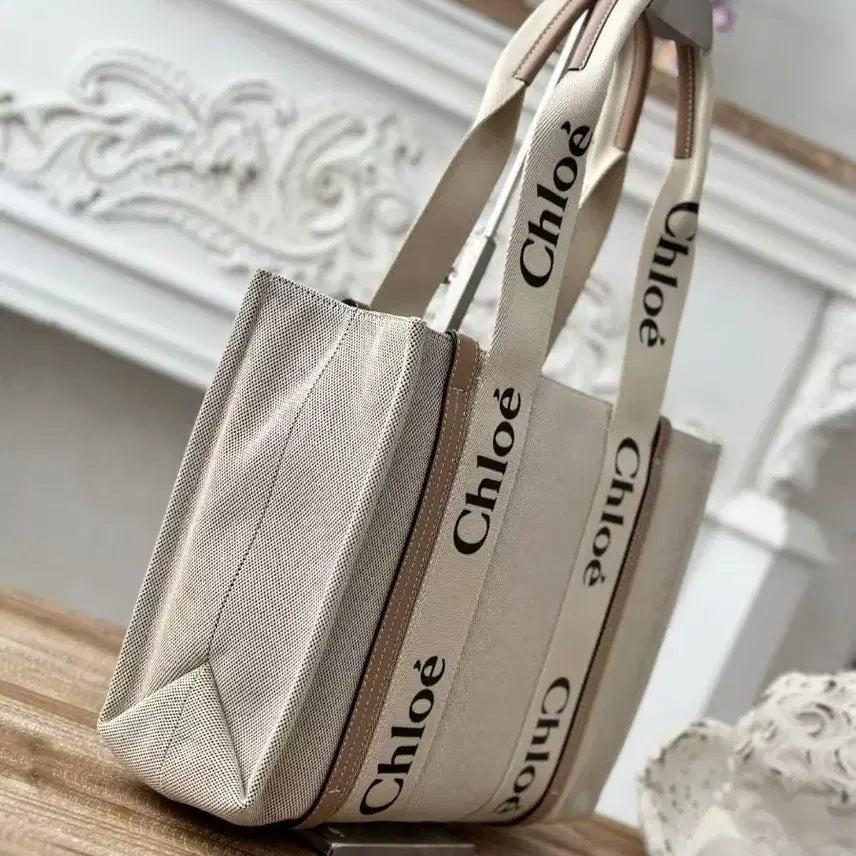 [BUNJANG] Chloé Woody Tote Bag Small Beige / 끌로에 우디 토트백 스몰 베이지