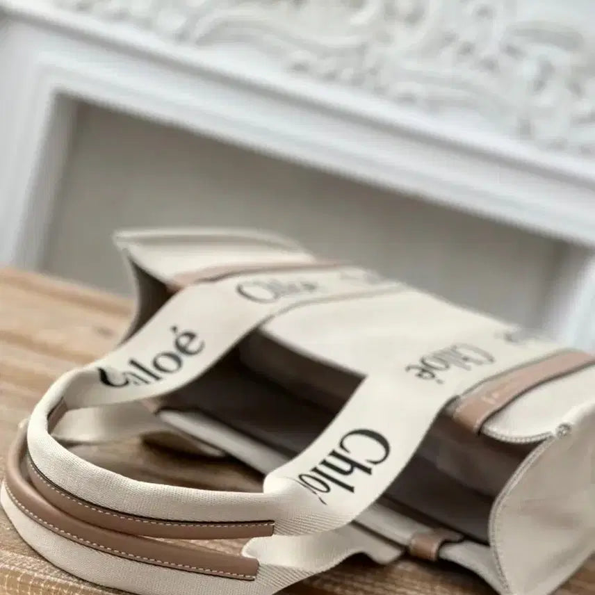 [BUNJANG] Chloé Woody Tote Bag Small Beige / 끌로에 우디 토트백 스몰 베이지