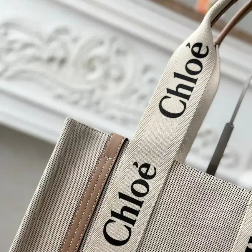 [BUNJANG] Chloé Woody Tote Bag Small Beige / 끌로에 우디 토트백 스몰 베이지