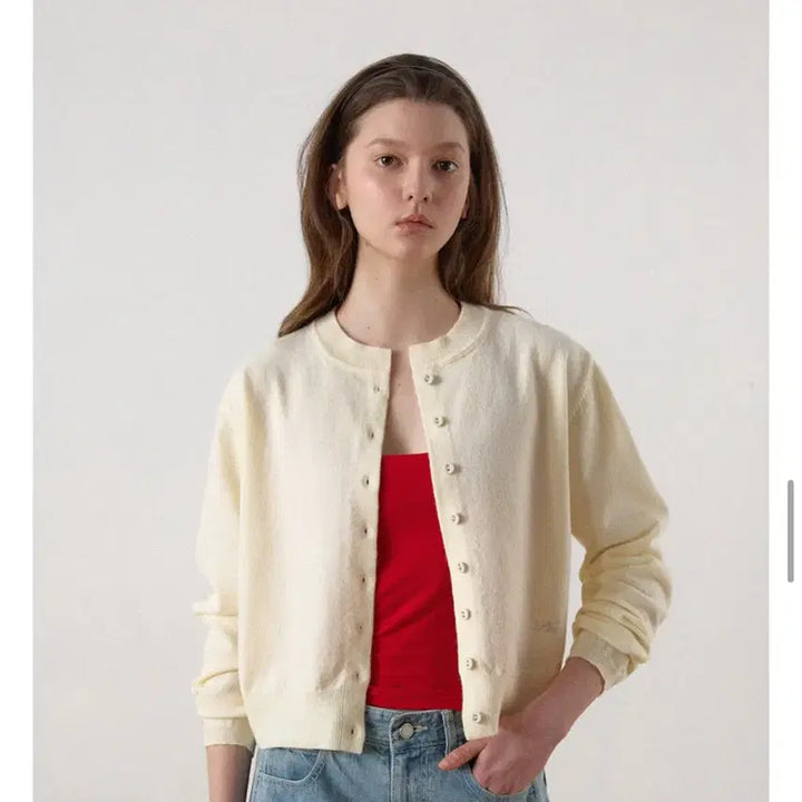 [BUNJANG] HANE Essential Round Cardigan - Ivory / 하네 에센셜 라운드 가디건 m 아이보리