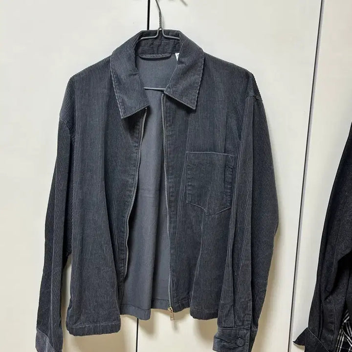 [BUNJANG] GU Corduroy Zip-Up Shirt Work Jacket - Gray / (미착용)GU 코듀로이 집업 셔츠 워크자켓 그레이 골덴