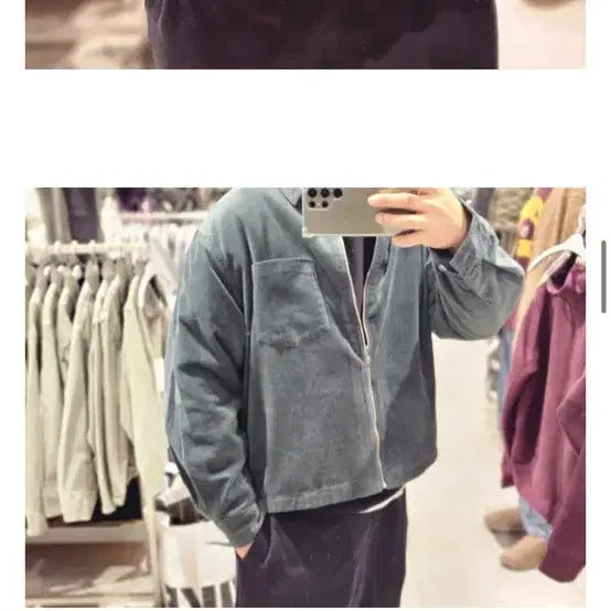 [BUNJANG] GU Corduroy Zip-Up Shirt Work Jacket - Gray / (미착용)GU 코듀로이 집업 셔츠 워크자켓 그레이 골덴
