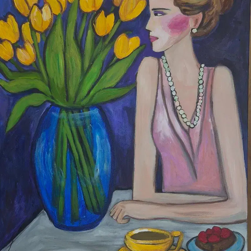 [BUNJANG] Woman with Yellow Tulips Painting / 옐로우 튤립과 여인