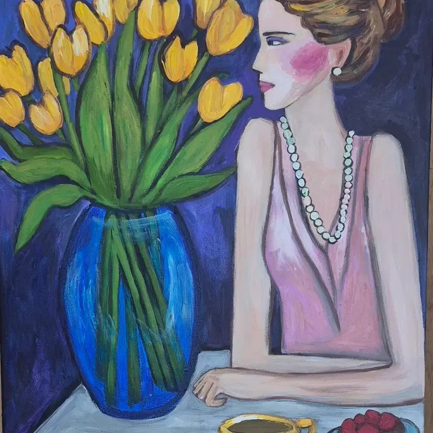 [BUNJANG] Woman with Yellow Tulips Painting / 옐로우 튤립과 여인