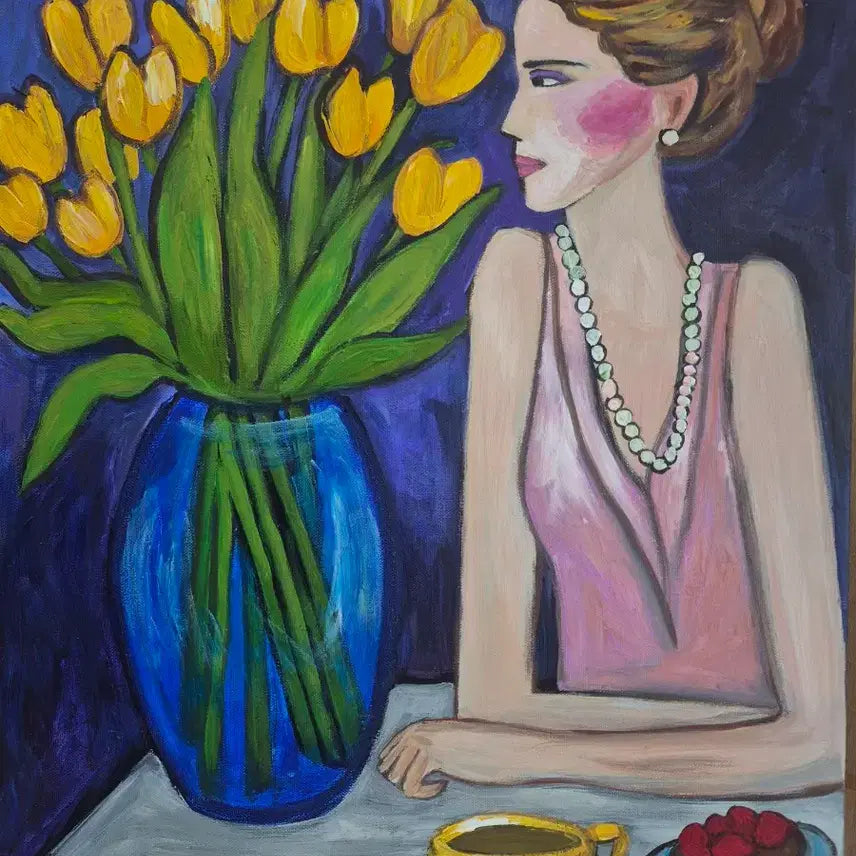 [BUNJANG] Woman with Yellow Tulips Painting / 옐로우 튤립과 여인