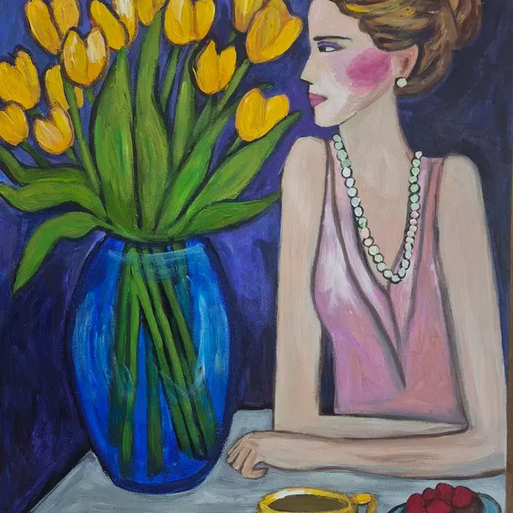 [BUNJANG] Woman with Yellow Tulips Painting / 옐로우 튤립과 여인