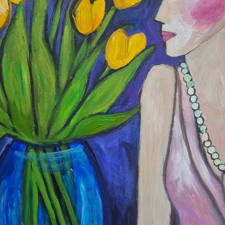 [BUNJANG] Woman with Yellow Tulips Painting / 옐로우 튤립과 여인