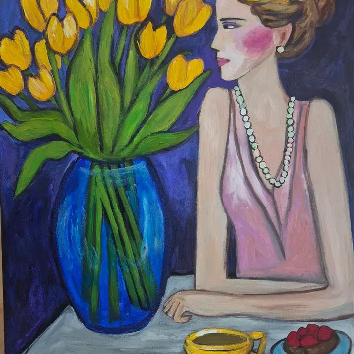 [BUNJANG] Woman with Yellow Tulips Painting / 옐로우 튤립과 여인