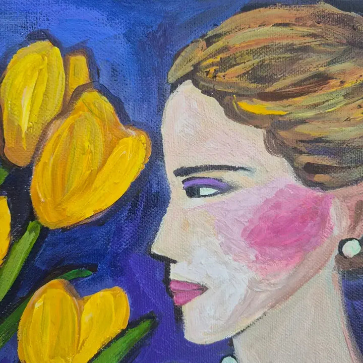 [BUNJANG] Woman with Yellow Tulips Painting / 옐로우 튤립과 여인