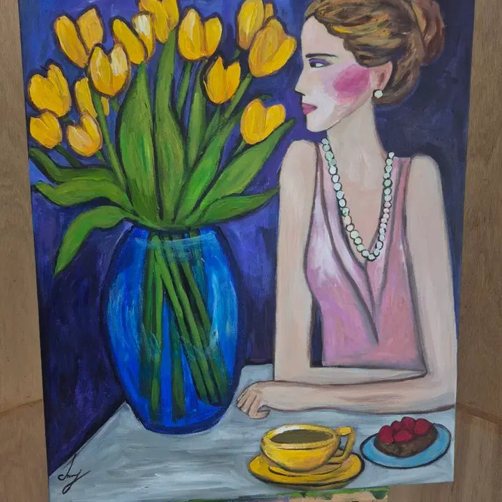 [BUNJANG] Woman with Yellow Tulips Painting / 옐로우 튤립과 여인