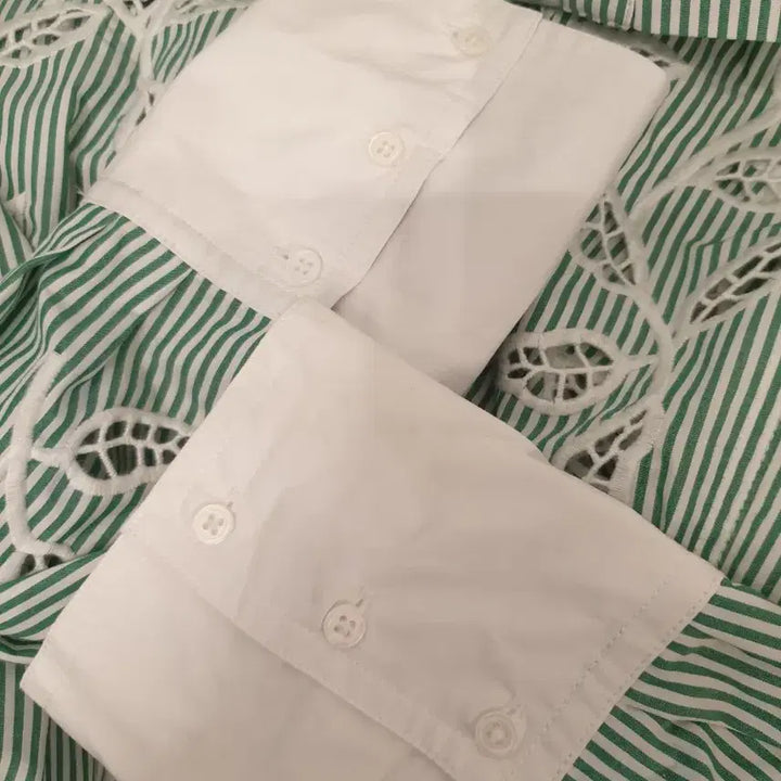 [BUNJANG] Sandro Striped Embroidered Shirt Dress / 55~66)산드로 Sandro  스트라이프 자수 셔츠 원피스 36