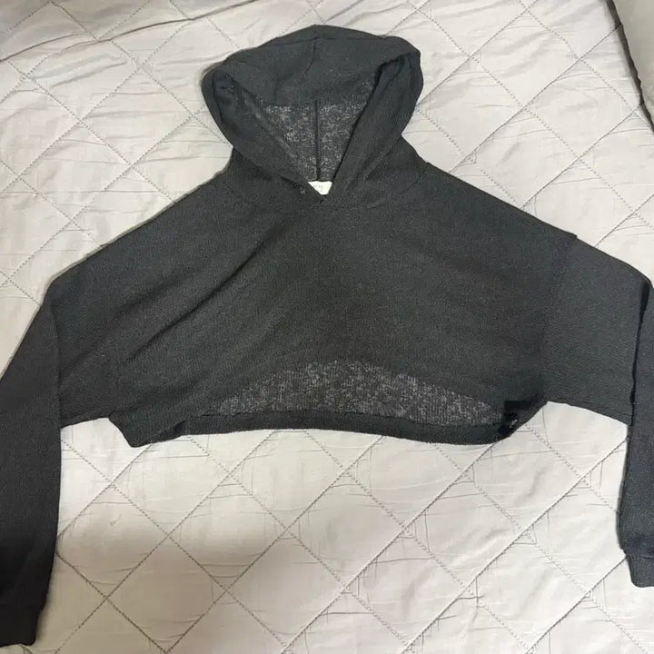 [BUNJANG] A-bly Black See-through Crop Hoodie / 에이블리 블랙 시스루 크롭 후드티