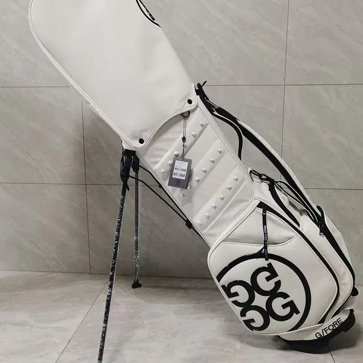 [BUNJANG] Ultra Lightweight Stand Golf Bag - Black with White Logo / 골프백 블랙 로고 초경량 스탠드백 (화이트)