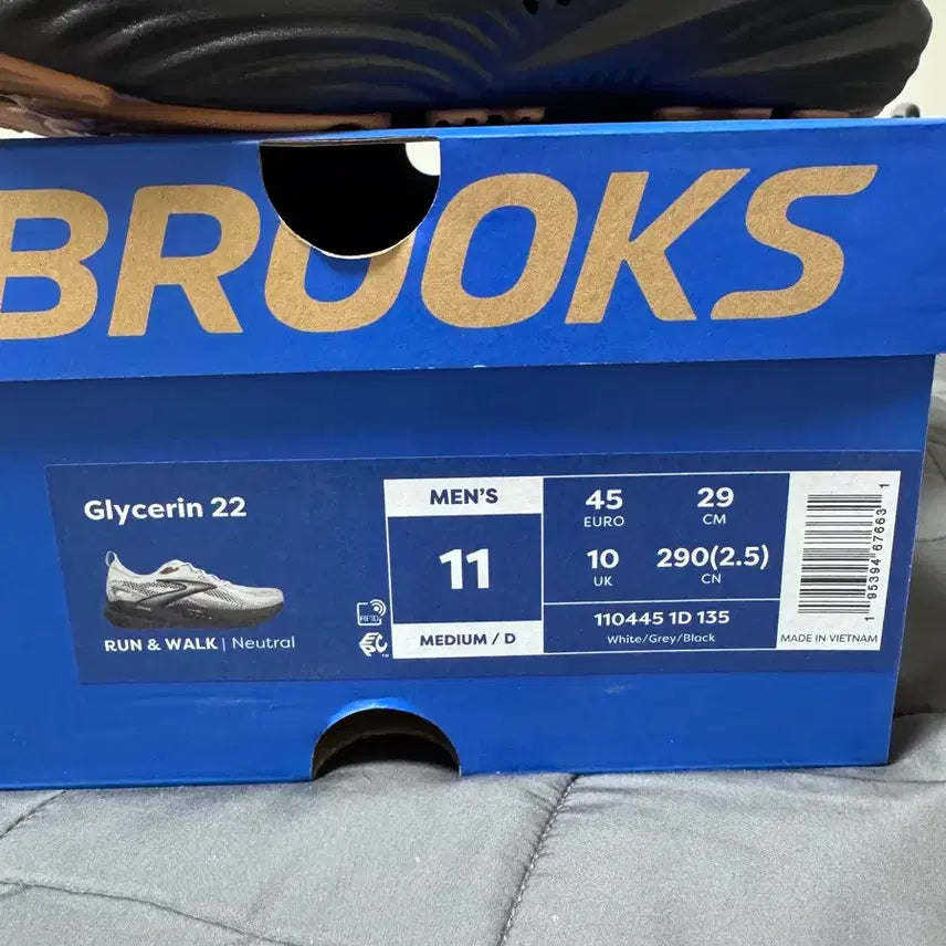 [BUNJANG] Brooks Glycerin 22 White Grey / [새상품] 브룩스 글리세린22 화이트 그레이