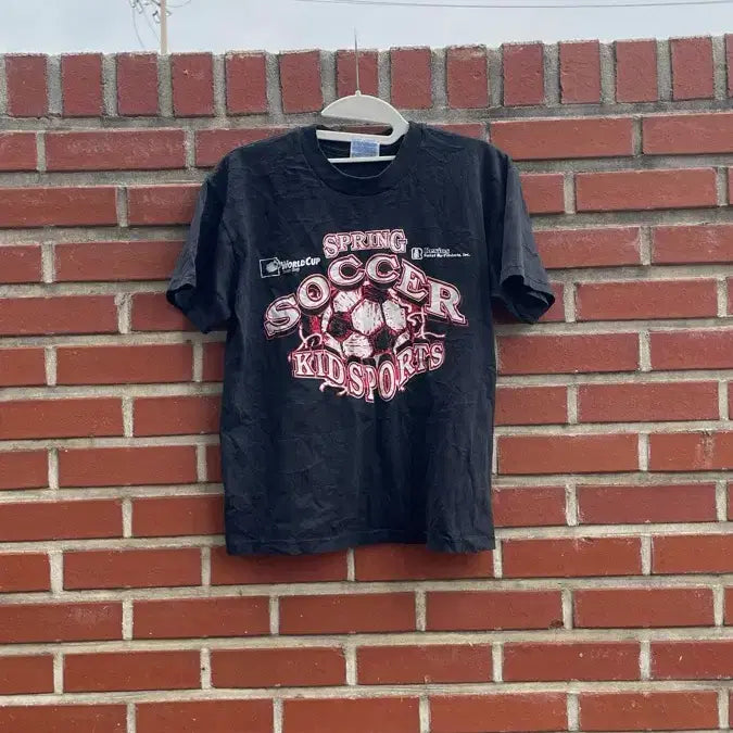 [BUNJANG] 90s Hanes Spring Soccer T-Shirt Black / 90s Hanes spring soccer 티셔츠 블랙