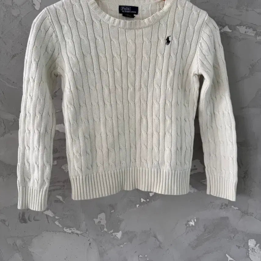 [BUNJANG] Polo Ralph Lauren Cable Knit Sweater White S / 폴로 랄프로렌 케이블 니트 화이트 s