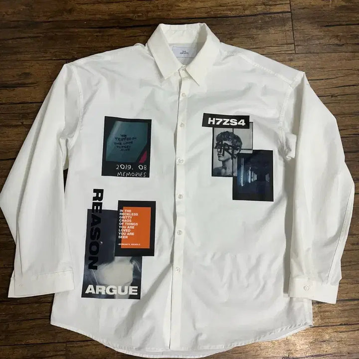 [BUNJANG] 2nd ARCHIVE Printing White Shirt Oversized Fit XL~XX / 2nd ARCHIVE 세컨드 아카이브 프린팅 화이트 셔츠 오버핏XL~XX