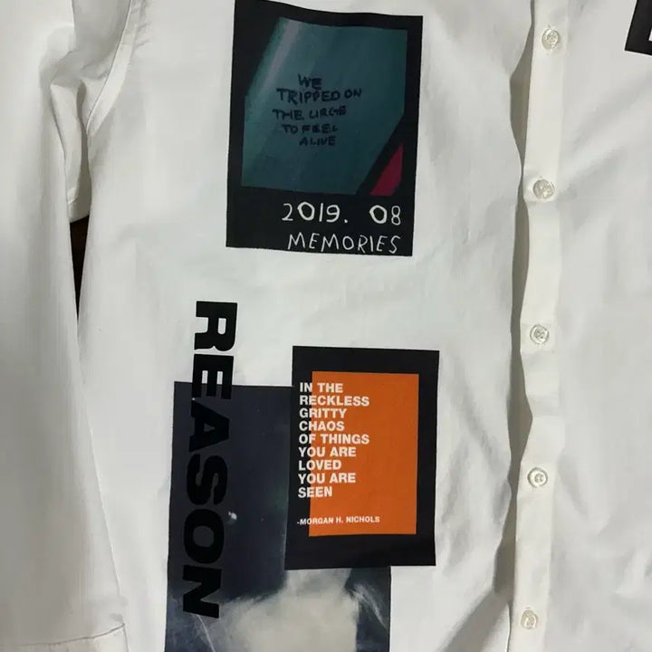 [BUNJANG] 2nd ARCHIVE Printing White Shirt Oversized Fit XL~XX / 2nd ARCHIVE 세컨드 아카이브 프린팅 화이트 셔츠 오버핏XL~XX