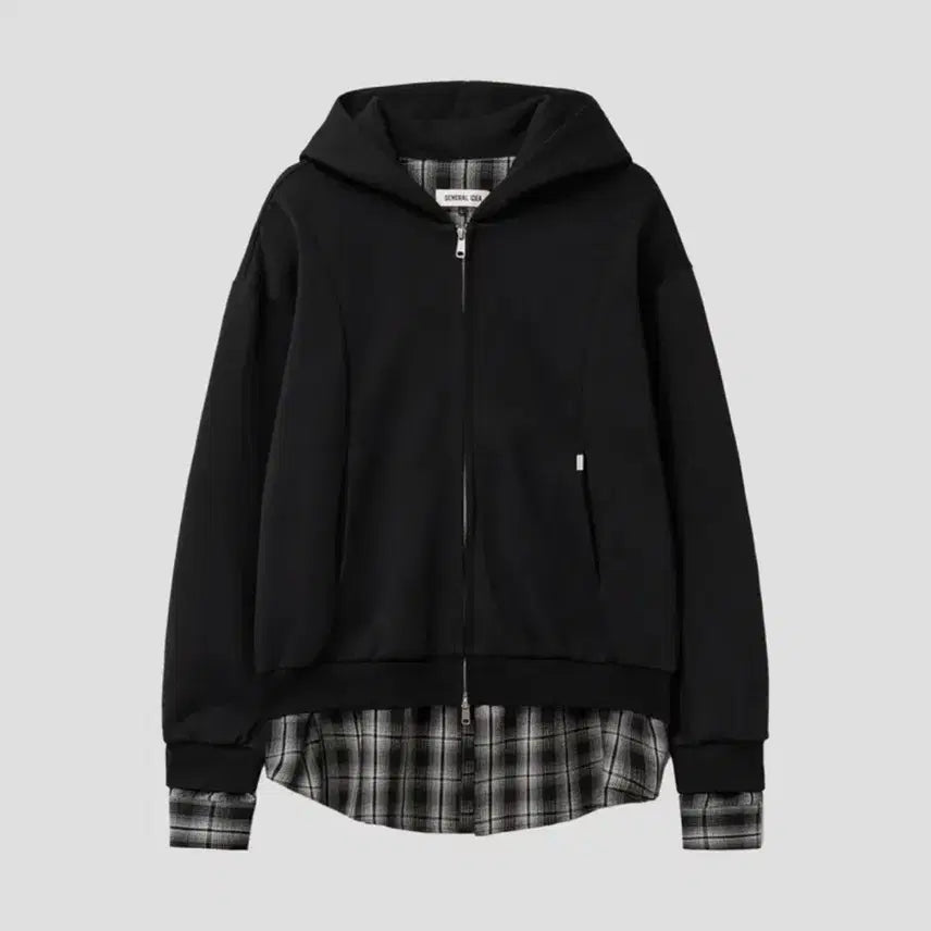 [BUNJANG] Mixxo Layered Hooded Zip-Up [BLACK] / 미쏘 셔츠 레이어드 후드집업 [BLACK] 새상품