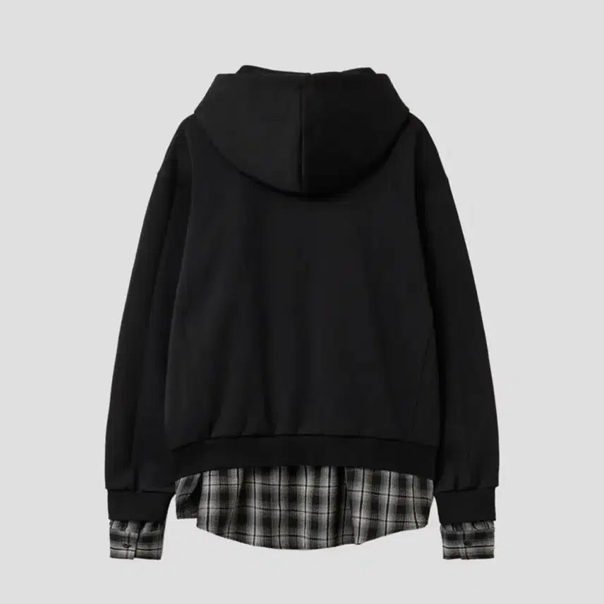 [BUNJANG] Mixxo Layered Hooded Zip-Up [BLACK] / 미쏘 셔츠 레이어드 후드집업 [BLACK] 새상품