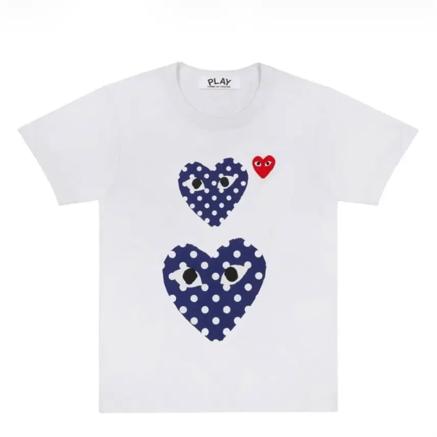 [SOLD OUT] 플레이 꼼데가르송 폴카 닷 더블 하트 티셔츠 화이트