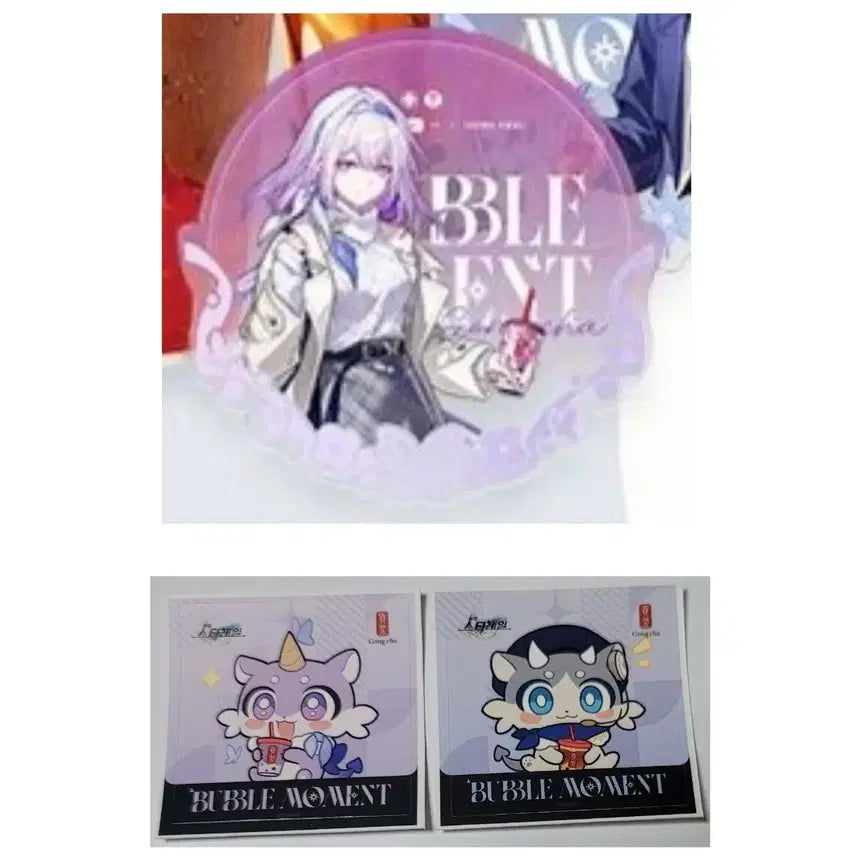 [BUNJANG] Gong Cha Honkai: Star Rail Collaboration Coaster + Sticker Bundle / (일괄) 공차 붕괴스타레일 콜라보 코스터+스티커 2개