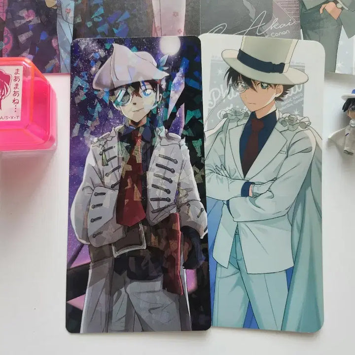 [BUNJANG] Conan Bundle Set (Kaito Kid) Card + Keyring + Stamp / 코난 굿즈 일괄 정리 (괴도키드 포함 카드 대량 + 키링 + 스탬프)