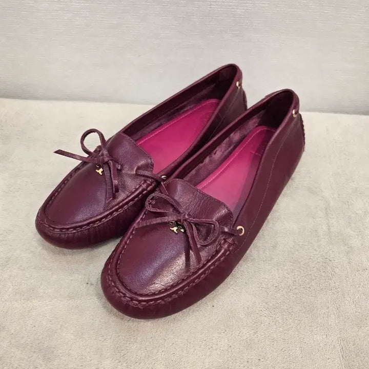 [BUNJANG] Tory Burch Burgundy Leather Driving Shoes - Size 260mm / 토리버치 드라이빙슈즈 플랫슈즈 버건디 260