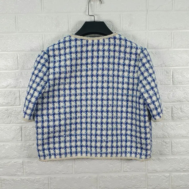 [BUNJANG] J.J. GOTS Checked Tweed Short Sleeve Jacket / [F]JJ지고트 체크 트위드 반팔 자켓