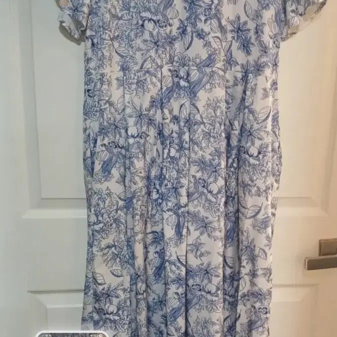 [BUNJANG] Blue Pattern Short Sleeve Long Dress / 블루 패턴 반팔 롱 원피스77