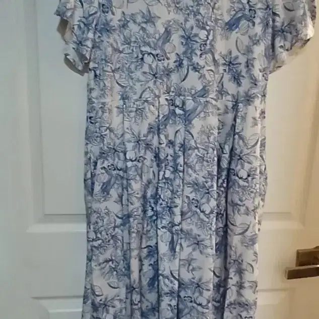 [BUNJANG] Blue Pattern Short Sleeve Long Dress / 블루 패턴 반팔 롱 원피스77
