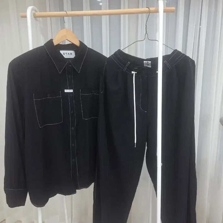 [BUNJANG] Andy Shirt and Pants Set (Black, Navy) / 앤디셔츠팬츠세트(블랙,네이비2세트있음~벨201,마리언니등판매상품!)