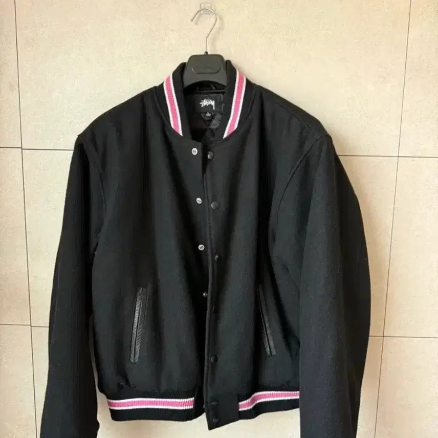 [BUNJANG] Stussy S Talk Melten Varsity Jacket Black L / 스투시 S 토크 멜튼 바시티 자켓 블랙 L