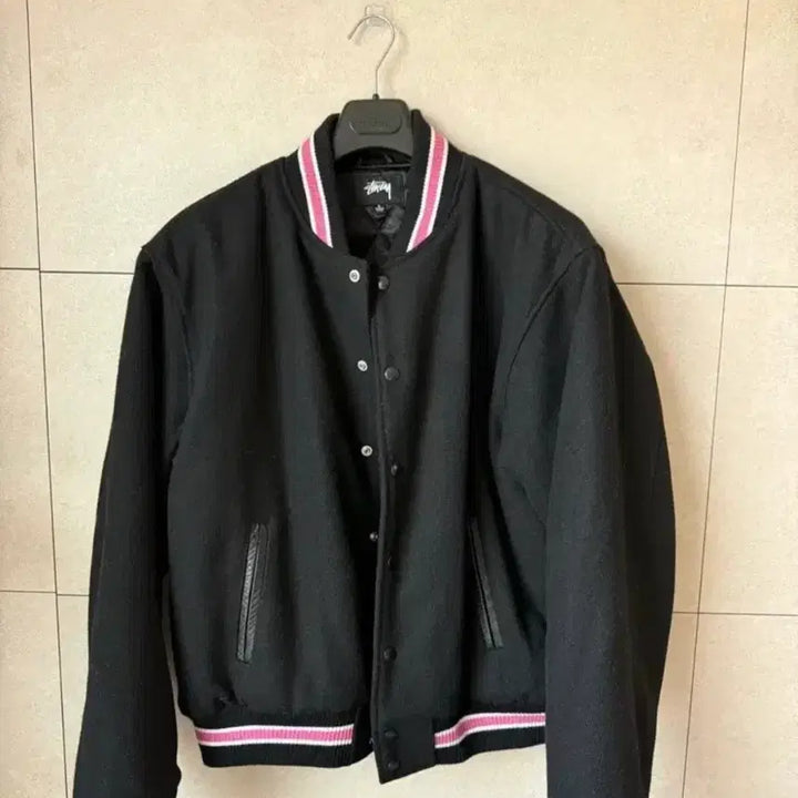 [BUNJANG] Stussy S Talk Melten Varsity Jacket Black L / 스투시 S 토크 멜튼 바시티 자켓 블랙 L