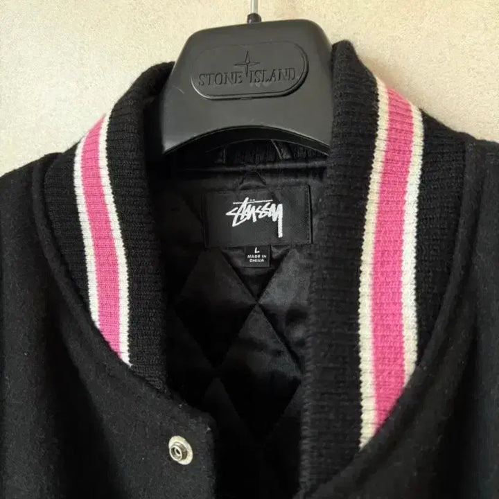 [BUNJANG] Stussy S Talk Melten Varsity Jacket Black L / 스투시 S 토크 멜튼 바시티 자켓 블랙 L