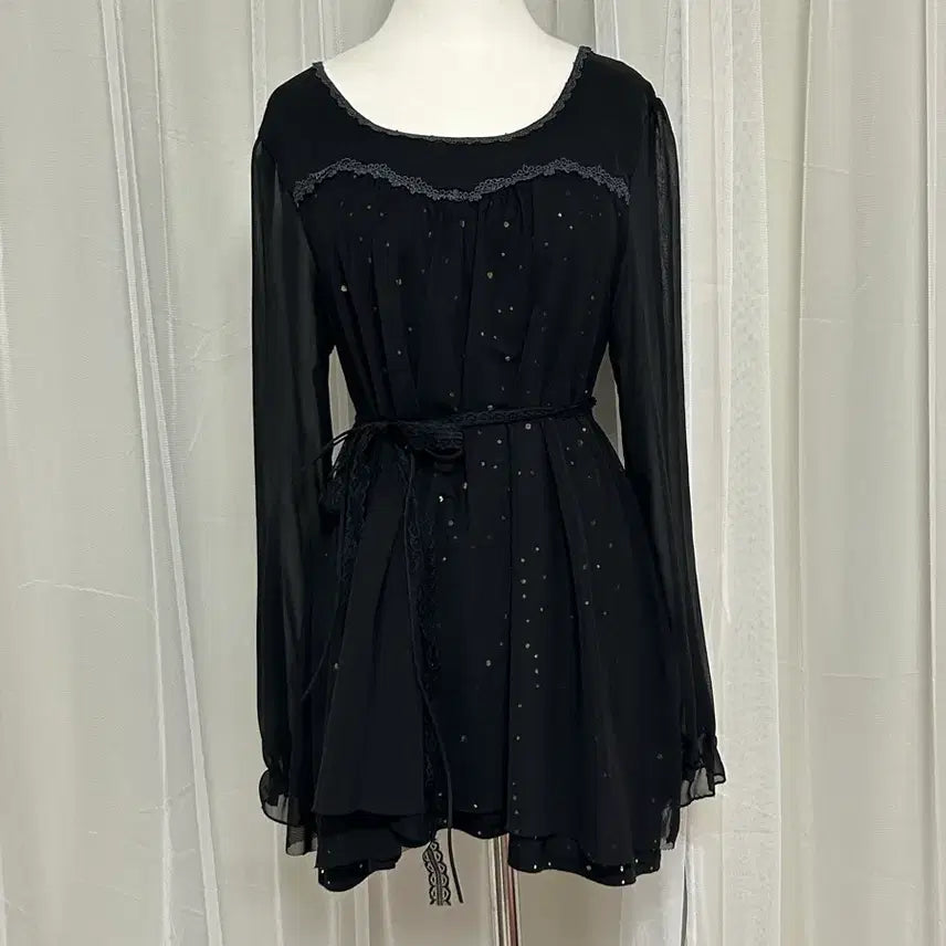 [BUNJANG] Axis Palm Sequin Glitter Top / 엑시즈팜 시스루 스팽글 글리터 탑 공겜여주 고스 고딕