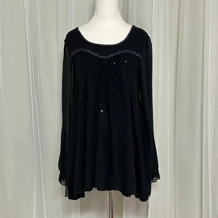 [BUNJANG] Axis Palm Sequin Glitter Top / 엑시즈팜 시스루 스팽글 글리터 탑 공겜여주 고스 고딕