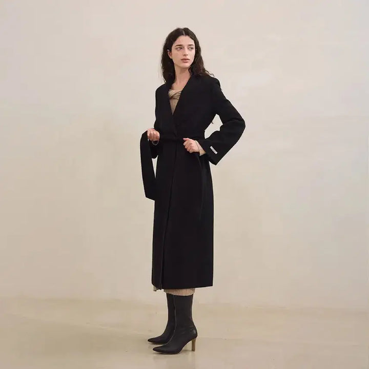 [BUNJANG] GRACE U Carol Shawl Collar Handmade Coat (Black, XS-S) / [실크]그레이스유 캐롤 숄 카라 핸드메이드 코트(블랙,XS-S)