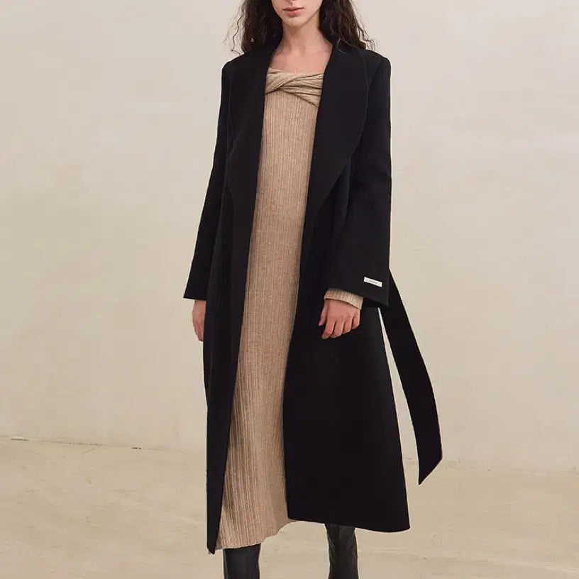 [BUNJANG] GRACE U Carol Shawl Collar Handmade Coat (Black, XS-S) / [실크]그레이스유 캐롤 숄 카라 핸드메이드 코트(블랙,XS-S)