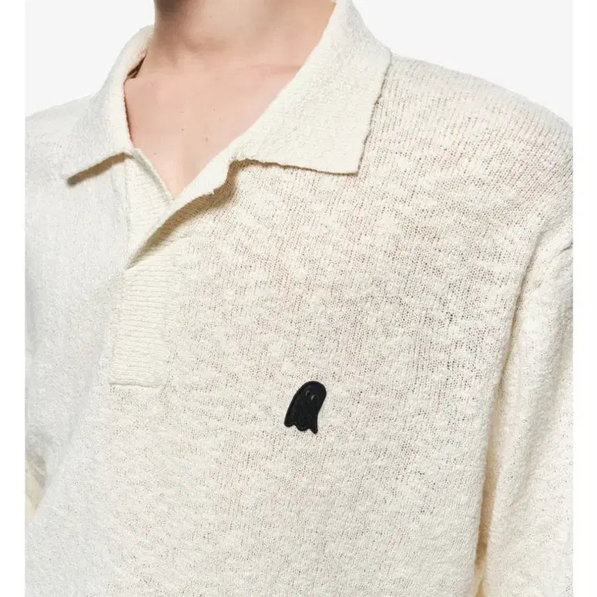 [BUNJANG] ZIOSONGZIO Boucle Open Collar Knit T-shirt / 지오송지오 엠블런스 부클 오픈 카라 니트 티셔츠 105