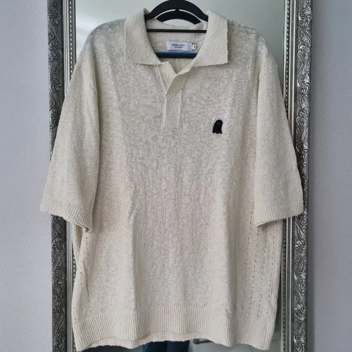 [BUNJANG] ZIOSONGZIO Boucle Open Collar Knit T-shirt / 지오송지오 엠블런스 부클 오픈 카라 니트 티셔츠 105