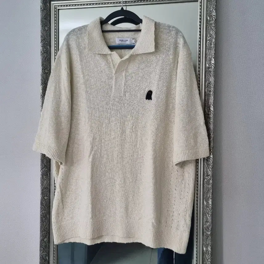[BUNJANG] ZIOSONGZIO Boucle Open Collar Knit T-shirt / 지오송지오 엠블런스 부클 오픈 카라 니트 티셔츠 105