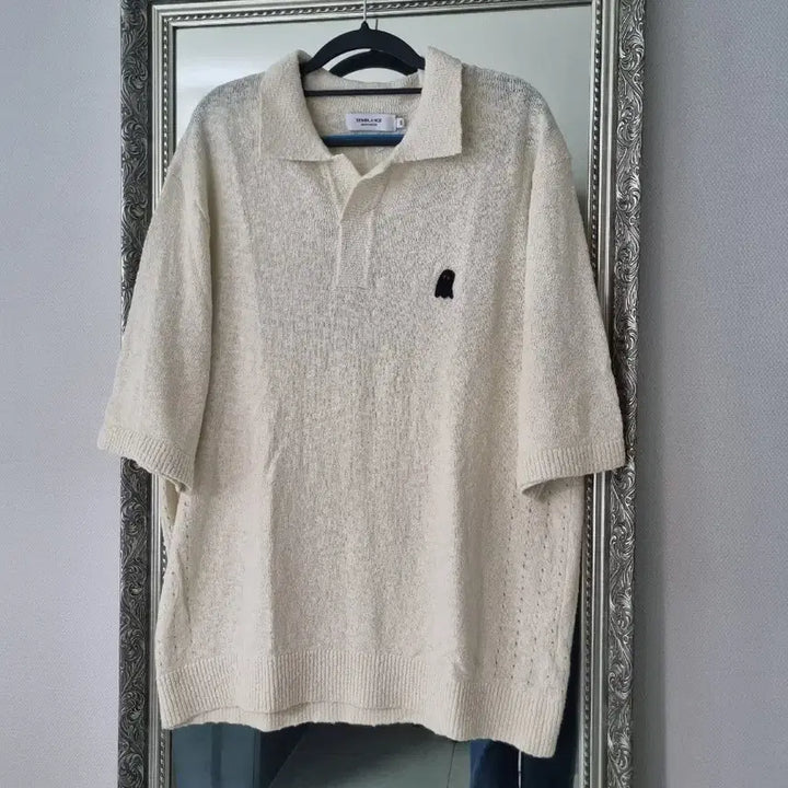 [BUNJANG] ZIOSONGZIO Boucle Open Collar Knit T-shirt / 지오송지오 엠블런스 부클 오픈 카라 니트 티셔츠 105